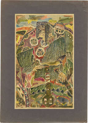 Врубель Михаил Александрович (?). Вольга Святославович. Эскиз для камина «Встреча Вольги Святославича и Микулы Селяниновича» 